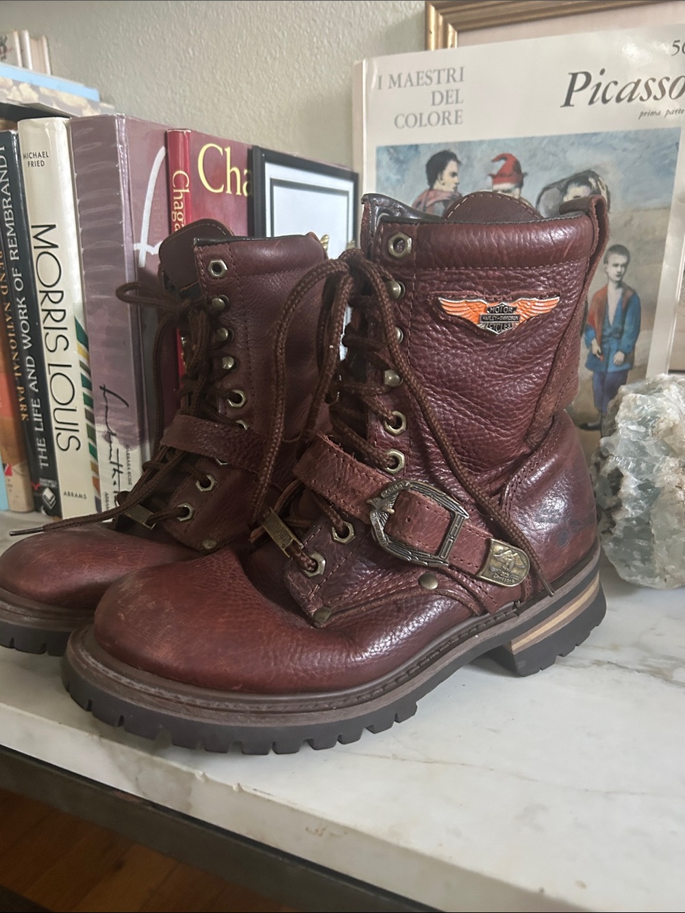 VTG Y2K 30503 Harley-Davidson Leather Lace-Up Riding Boots with Buckle